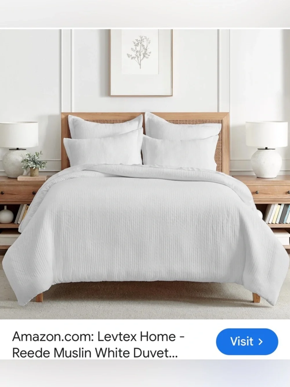 Levtex White Cross-Stitch Quilted Duvet Set white/new